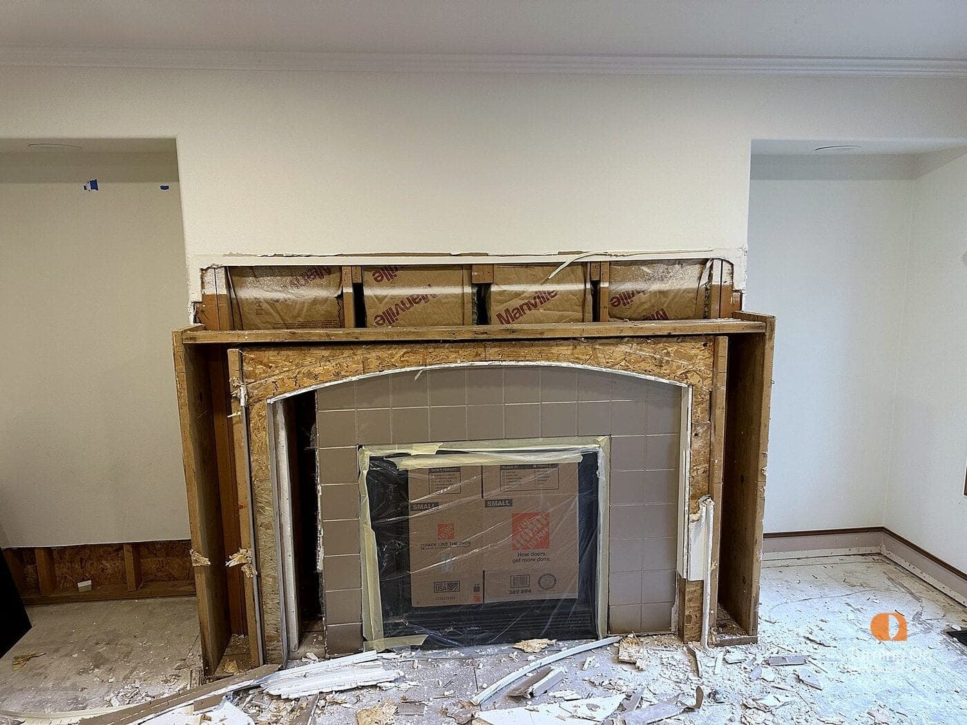 Fireplace & Living Room Remodel before