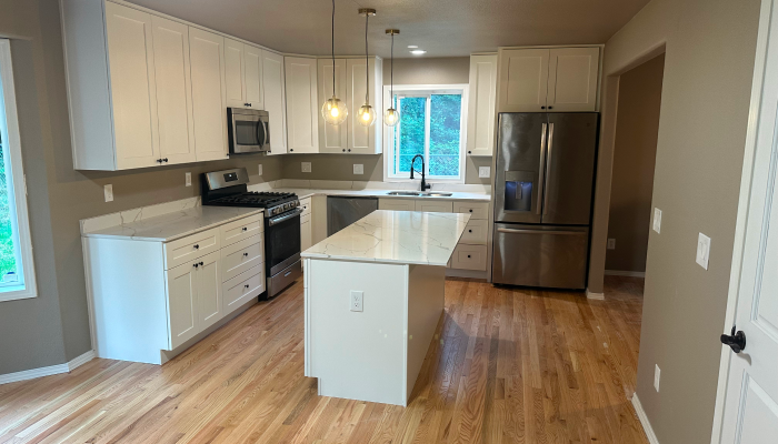 Contemporary kitchen designed by Turning On Services, blending style and practicality